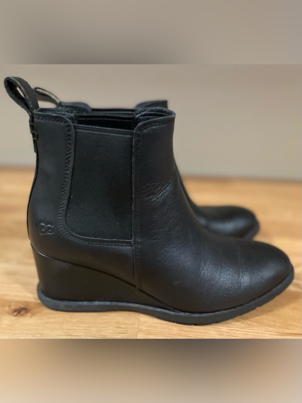 UGG Black Wedge Chelsea Booties